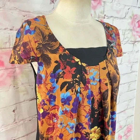 🔥5/25 sale🔥Maeve Anthropologie Silk Cap Sleeve Floral Multicolor Dress XS - Picture 2 of 10